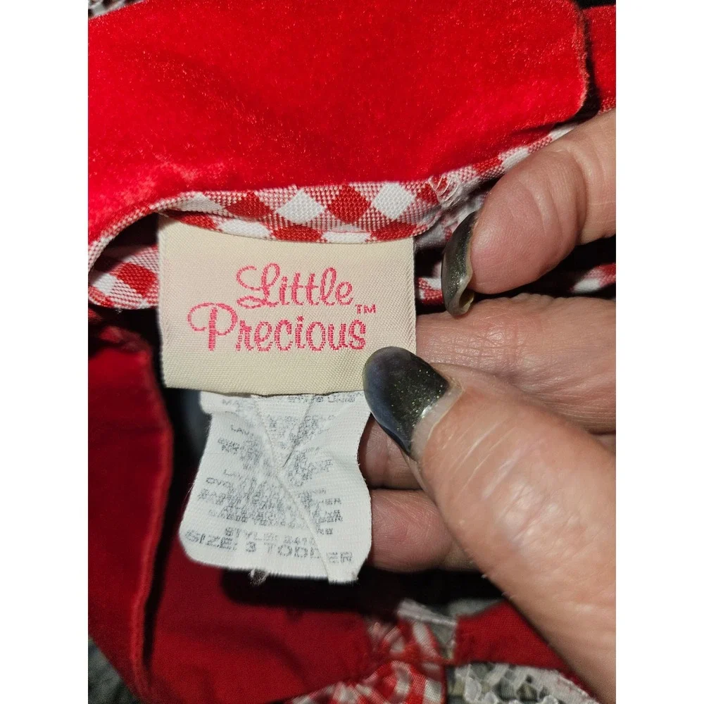 Vintage Little Precious Red Gingham Sailor Collar Dress Toddler Size 3T USA Made